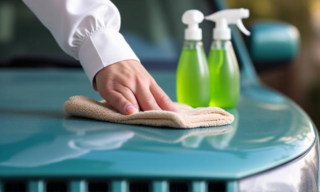 Nettoyage écologique de voiture avec produits biodégradables